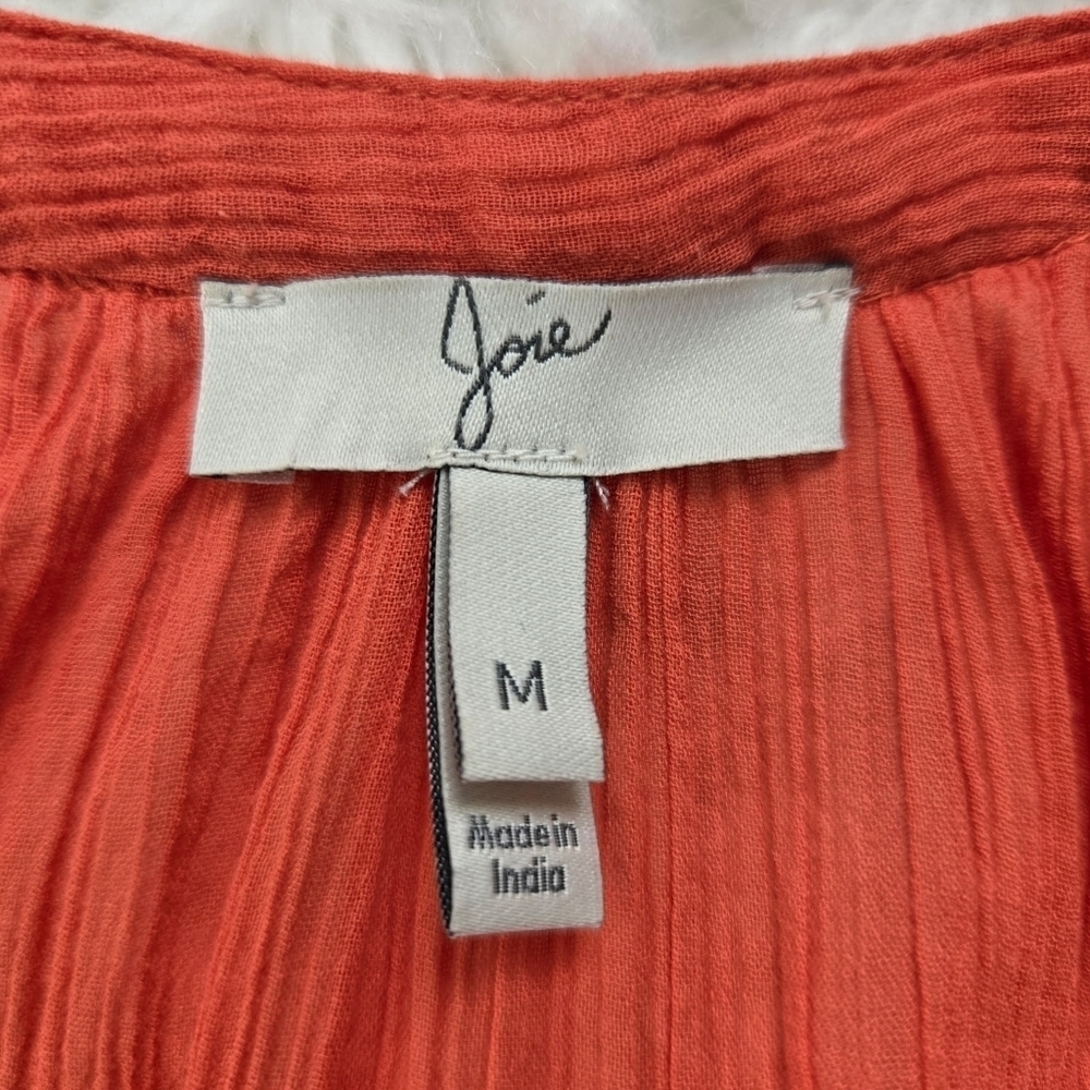 Joie Women's Nelida V-Neck Tassel Ties Embroidered Cotton Peasant Top. Size Medi - Picture 9 of 9